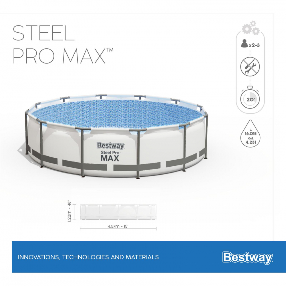 Steel cm, MAX™ Bestway 457 Frame Pool, Komplett-Set Pro 122 x