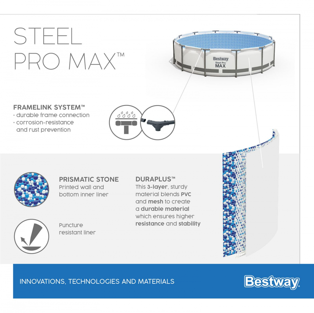 Bestway Steel Pro Frame 457 Komplett-Set Pool, MAX™ x cm, 122