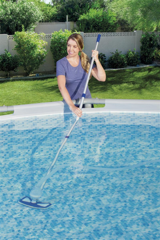 bis Flowclear™ für Bestway® Poolgrößen 610 cm pumpenbetriebenem Poolsauger Kescher, mit & Poolpflege Basis-Set \