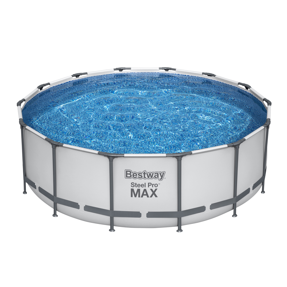 Bestway® Steel Pro MAX™ Frame x cm, 427 Ø Komplett-Set lichtgrau, mit Pool 122 Filterpumpe rund