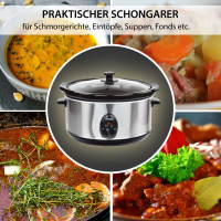 Syntrox 4,5 Liter Edelstahl Slow Cooker mit Warmhaltefunktion