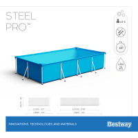 Bestway Steel Pro Frame Pool-Set, eckig, mit Filterpumpe 300 x 201 x 66 cm