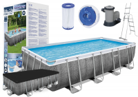 Bestway Power Steel Frame Pool Komplett-Set mit Filterpumpe 549 x 274 x 122 cm