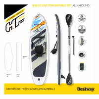 Bestway Hydro-Force SUP Allround Board-Set White Cap mit Paddel und Kajak-Sitz