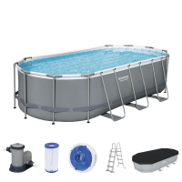 Bestway Power Steel Frame Pool Komplett-Set mit Filterpumpe 549 x 274 x 122 cm